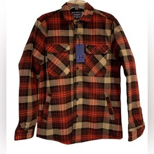 NWT Jack South NY Red Plaid Flannel Shirt Jacket Shacket Sherpa Lining Size L